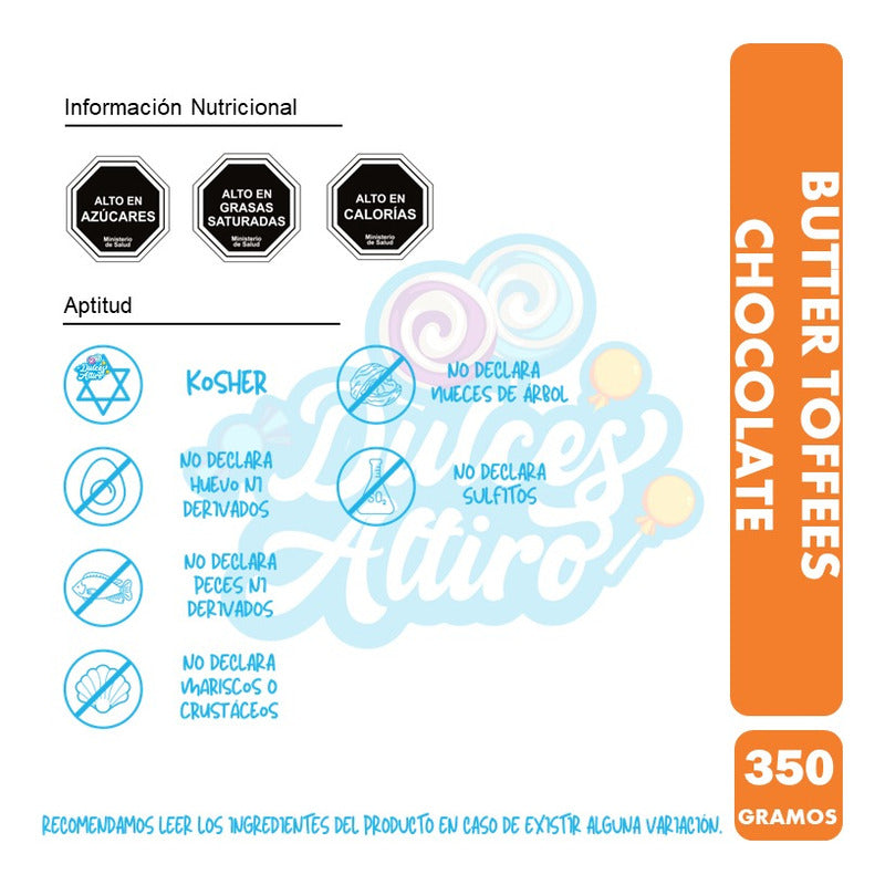Caramelos Butter Toffees, Sabor Chocolate - Bolsa De 350 Gr.