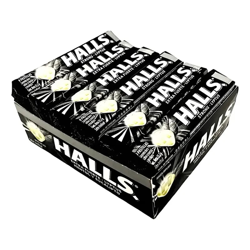 Halls Caramelos Negro Extra Fuerte - Display 12 Unidades