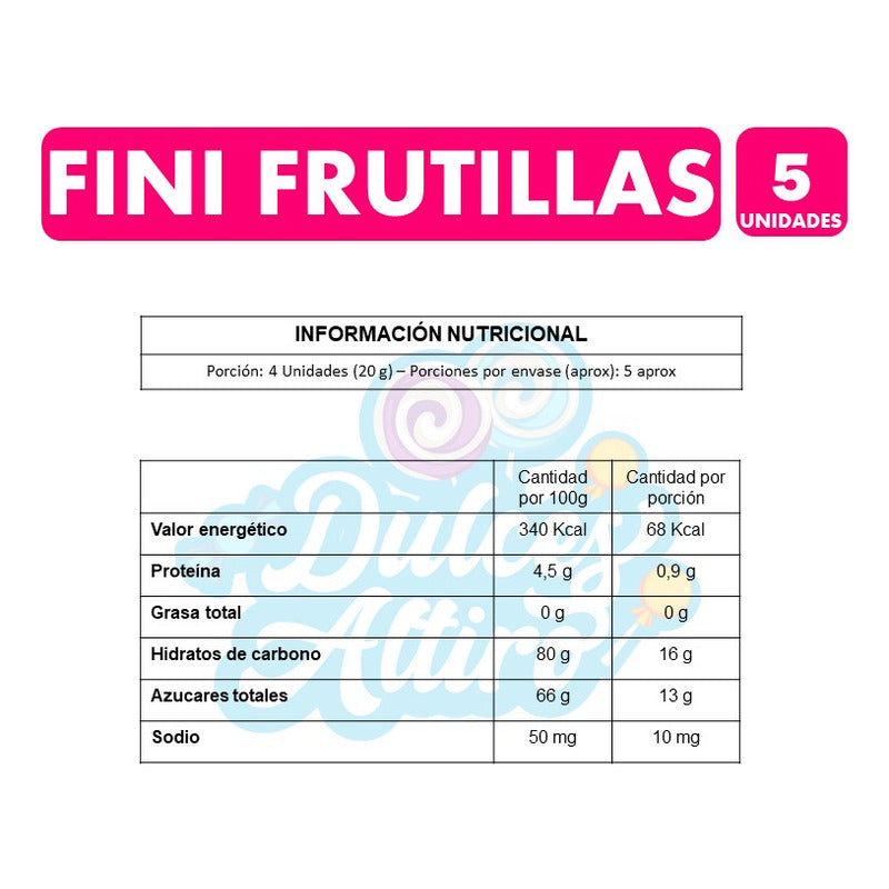 Fini  Sabor Frutillas Y Crema -libre De Gluten(pack Con 5un)
