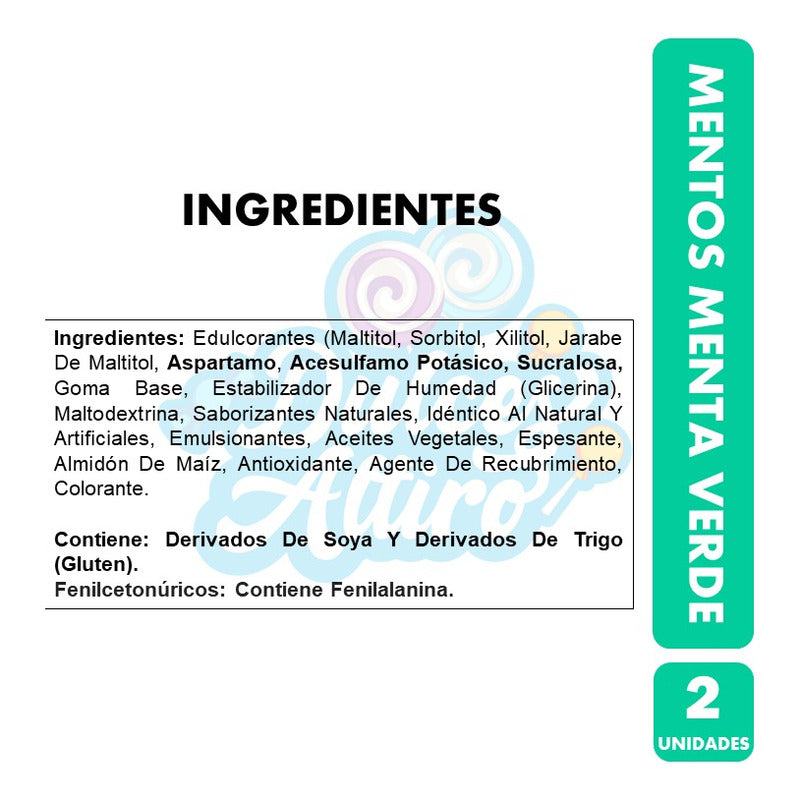 Chicle Mentos Sabor A Menta Verde - Sin Azúcar (pack Con 2u)