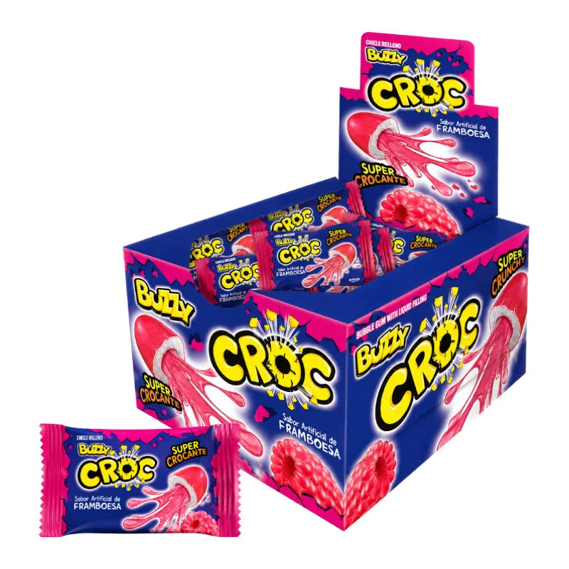 Chicles Buzzy Croc Rellenos Sabor Frambuesa Sin Gluten (40u)