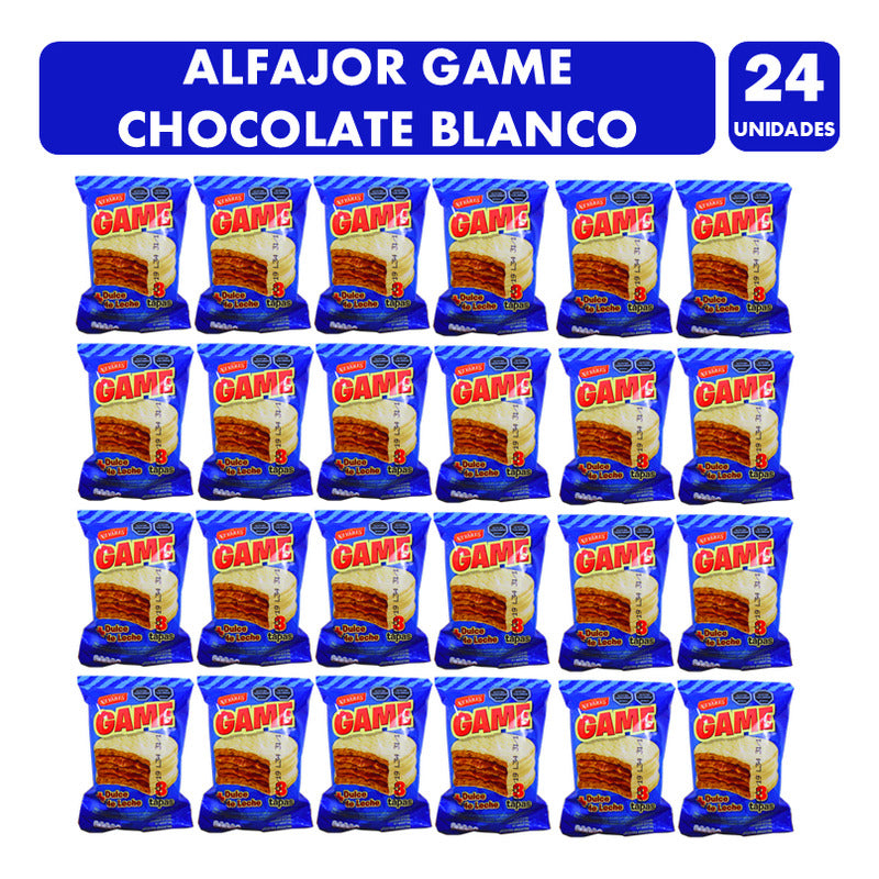 Alfajor Game Chocolate Blanco Por Mayor (caja 24 Unidades)