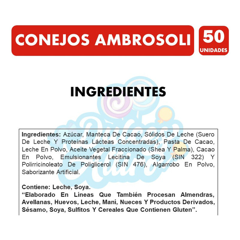 Conejitos De Chocolate Ambrosoli - Pascua (bolsa Con 50 Uni)