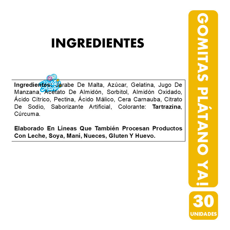 Gomitas Con Forma De Plátano - Plátano Ya (pote Con 30 Uni)