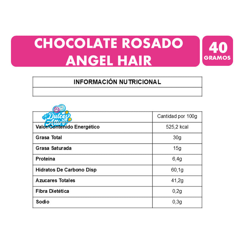 Chocolate Rosado Viral Angel Hair Pistacho (barra 40 Gramos)