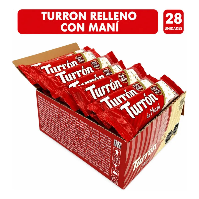 Turrón De Maní Dos En Uno - Caja Con 28 Unidades