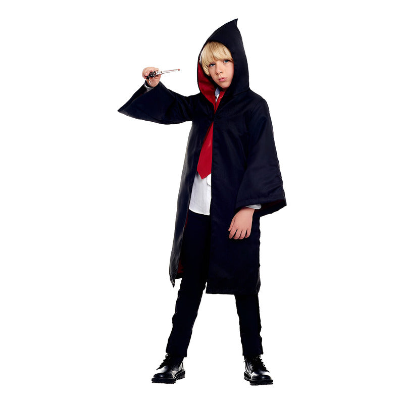 Disfraz Capa Para Aprendiz De Mago Infantil Halloween Negro 10-12
