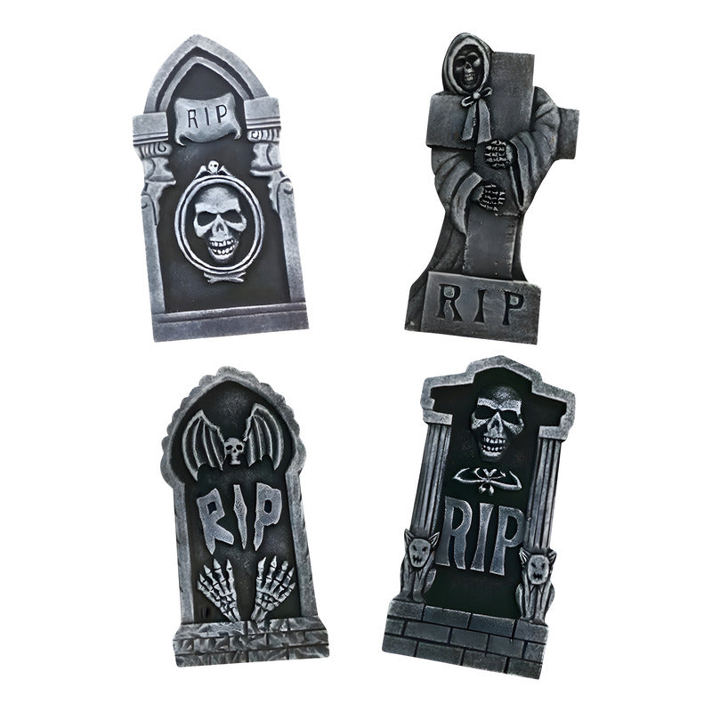 Lapidas Decorativas Especial Halloween-pack De 4 Tumbas 42cm
