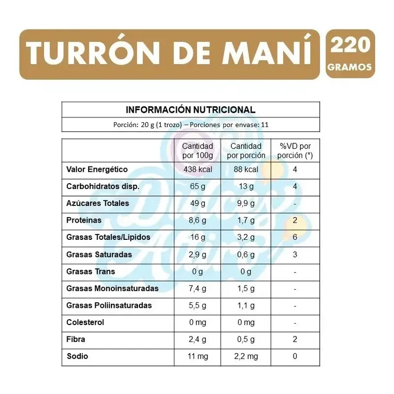 Turrón De Maní Arcor Libre De Gluten (barra De 220g)