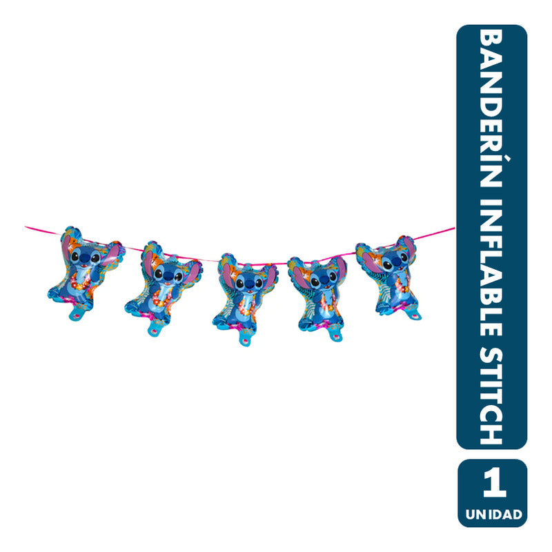 Guirnalda Banderín Inflable Para Cumpleaños Diseño Stitch Stitch