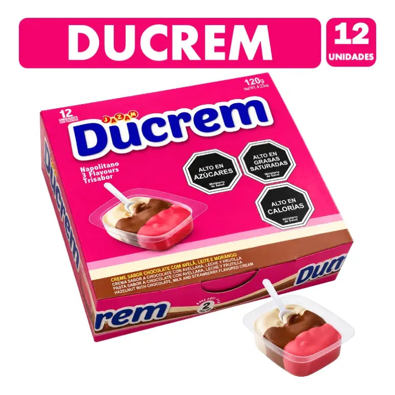Ducrem Crema Sabor Chocolate Con Avellana, Leche Y Frutilla