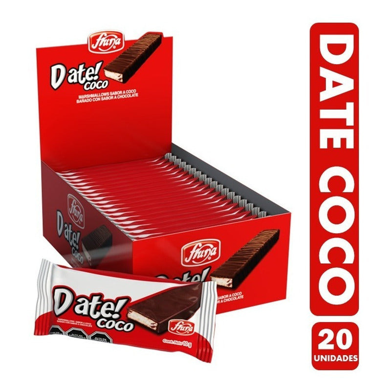 Date Rojo Sabor Coco - Marshmallows Bañados (caja Con 20 Un)