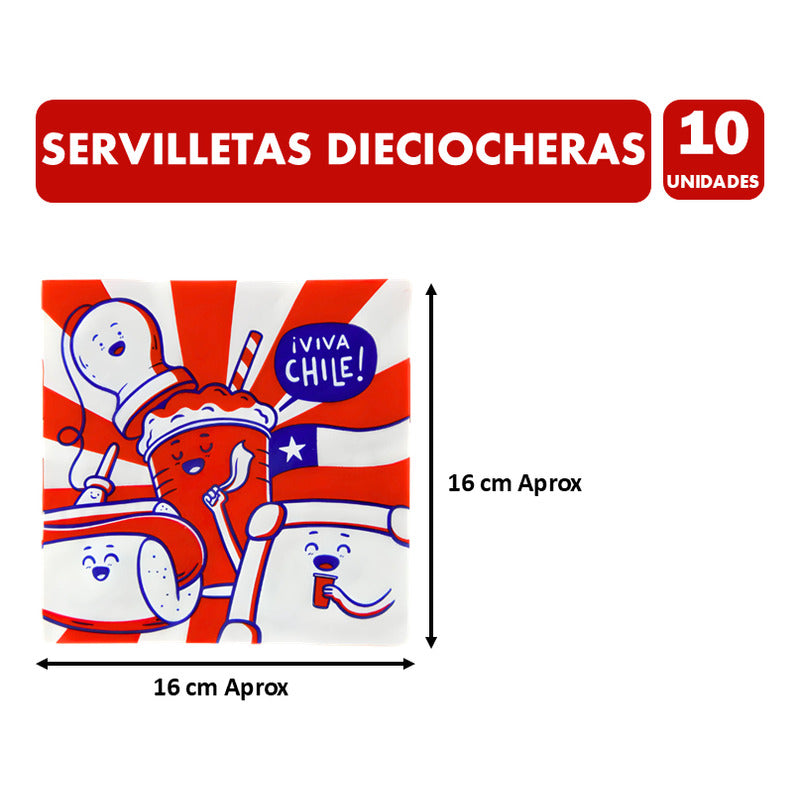 Servilletas Fiestas Patrias Diciocheras Para El 18 (12 Un)