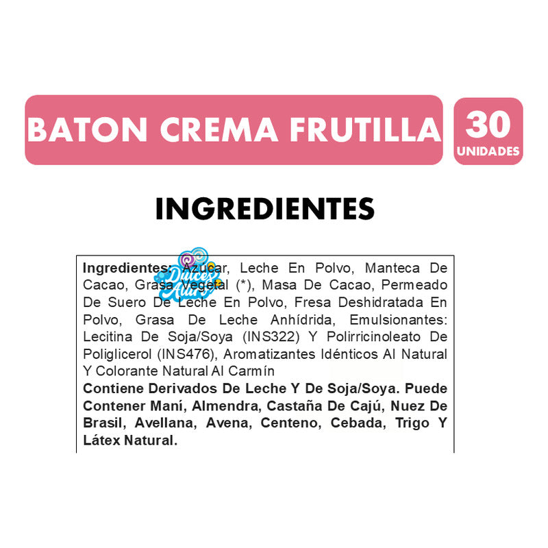 Baton De Chocolate Relleno Con Frutilla (caja Con 30 Un)