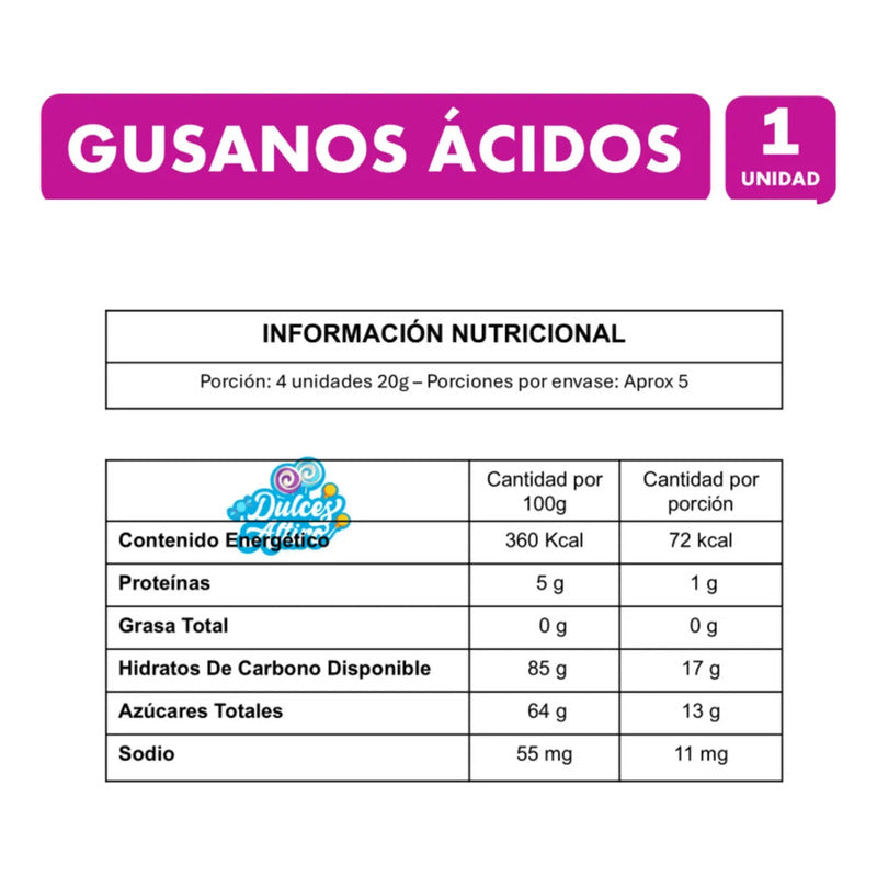 Gomitas Fini Gusanos Ácidos -  Unitario (90g)