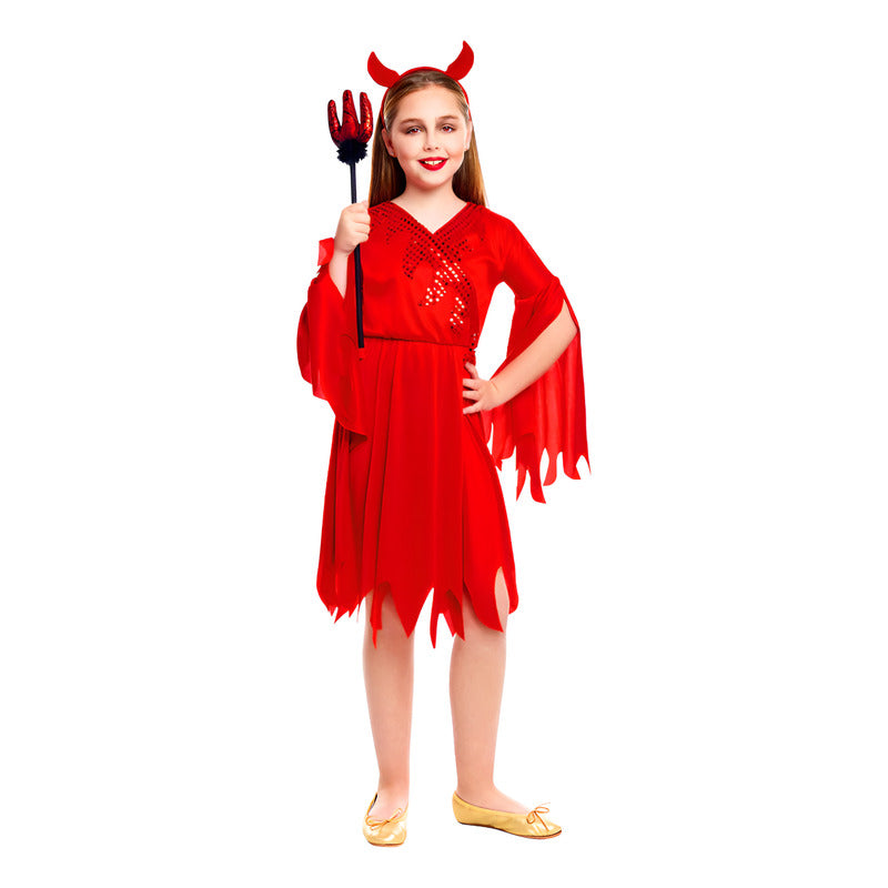 Disfraz Traje Diablita Infantil De Niña Especial Halloween Rojo 10-12