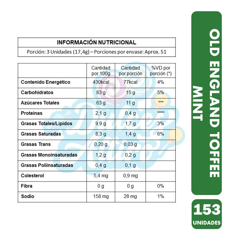 Old England Toffee Mint De 885g (bolsa Con 153 Unidades)