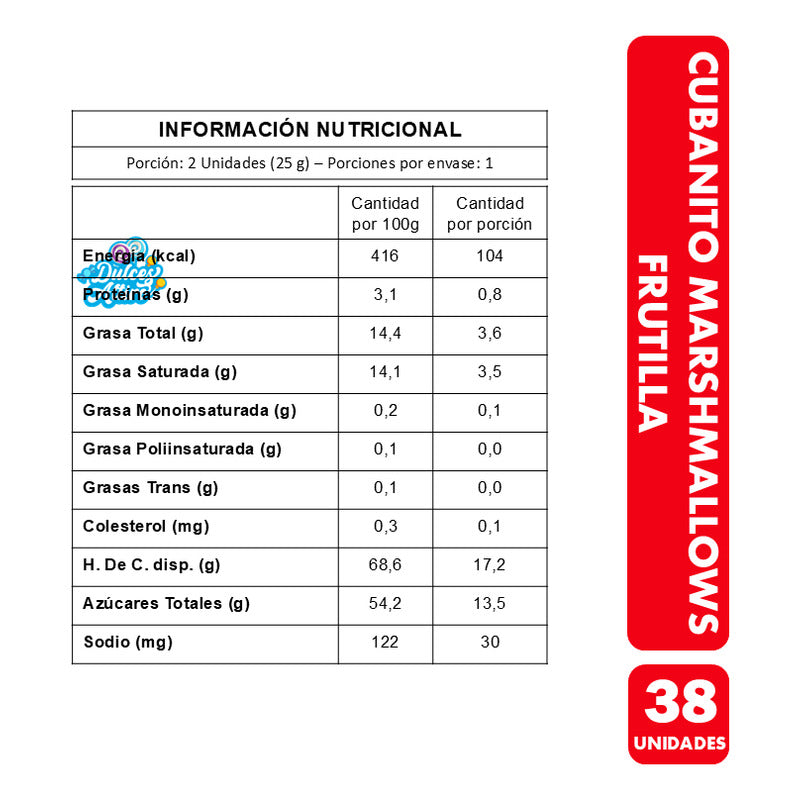 Cubanito Marshmallows Frutilla De Fruna (contiene 38 Uni)