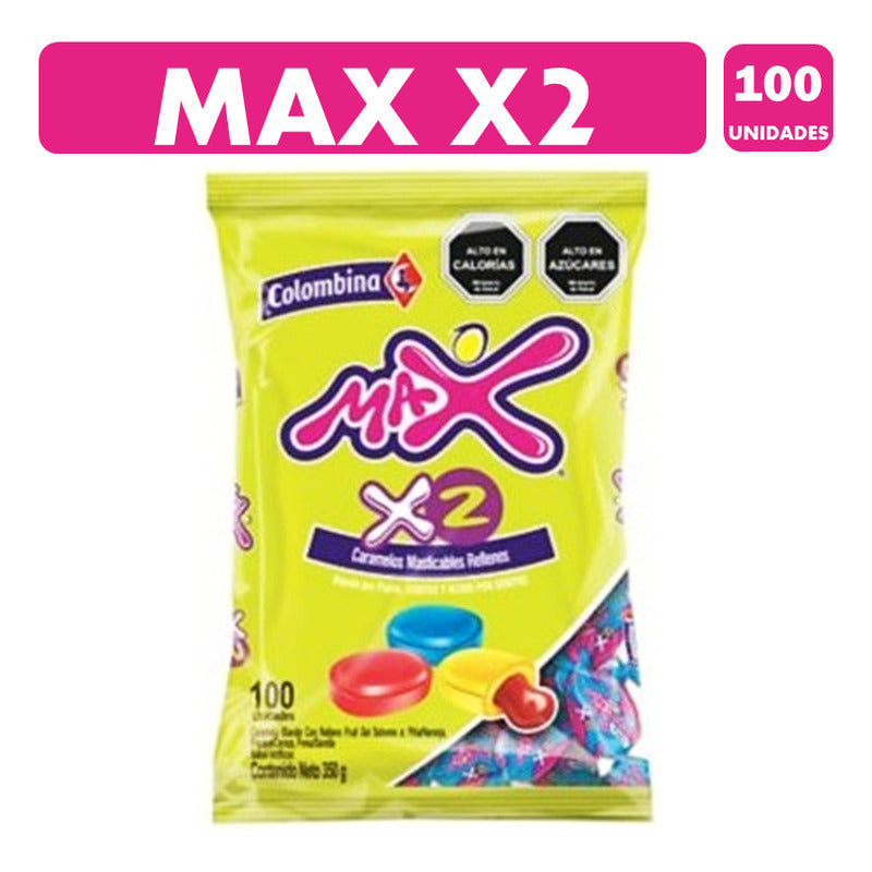 Caramelo Masticable Max X2 Sabores Surtidos(bolsa Con 100u)