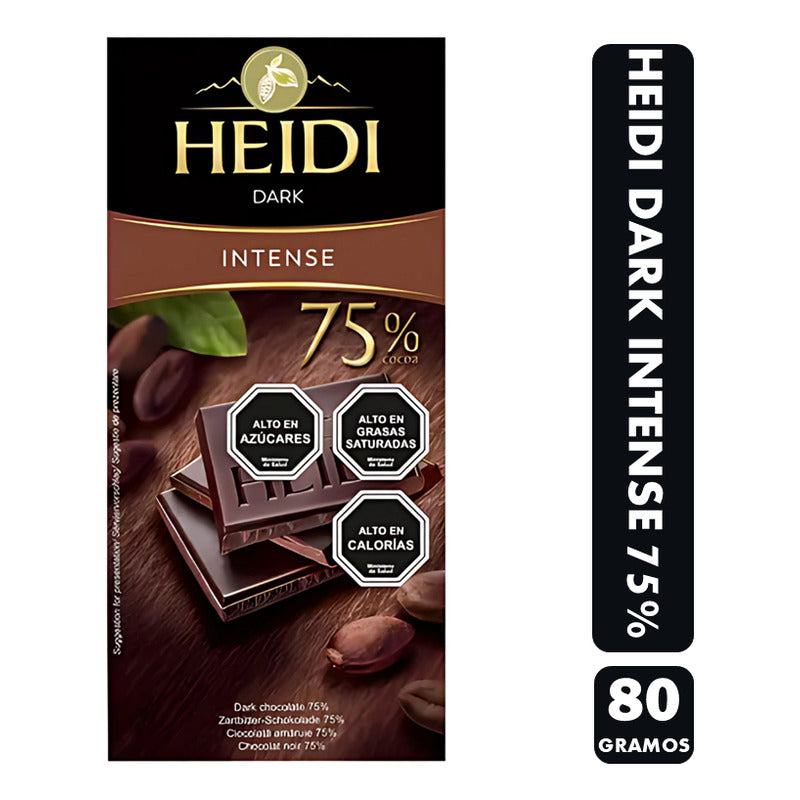 Chocolate Heidi Dark Intense 75% Cacao - Vegano (barra 80gr)