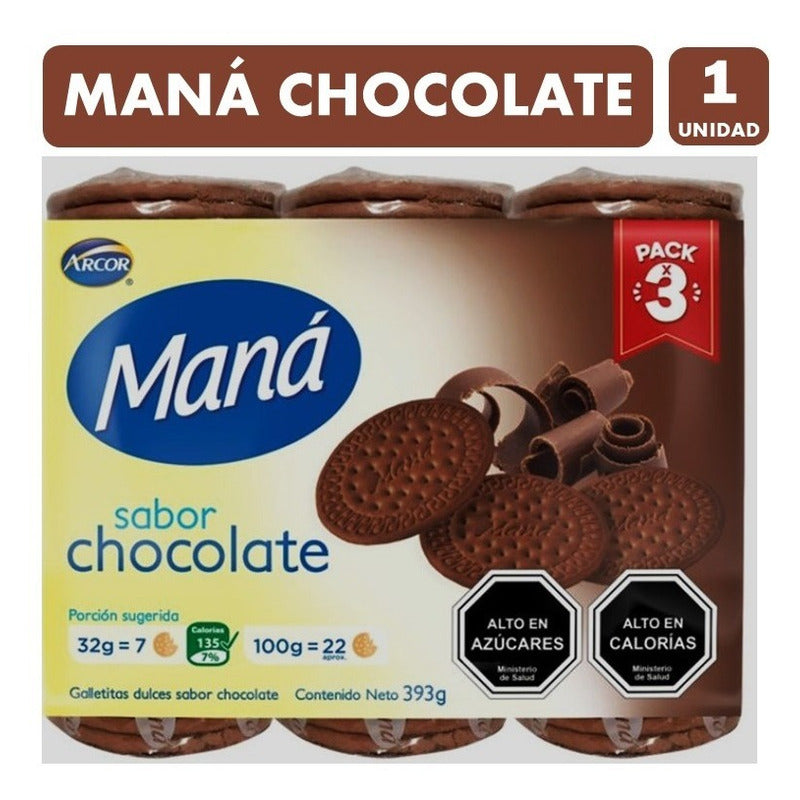 Galletas Maná, Sabor Chocolate - Paquete Con 393 Gramos.