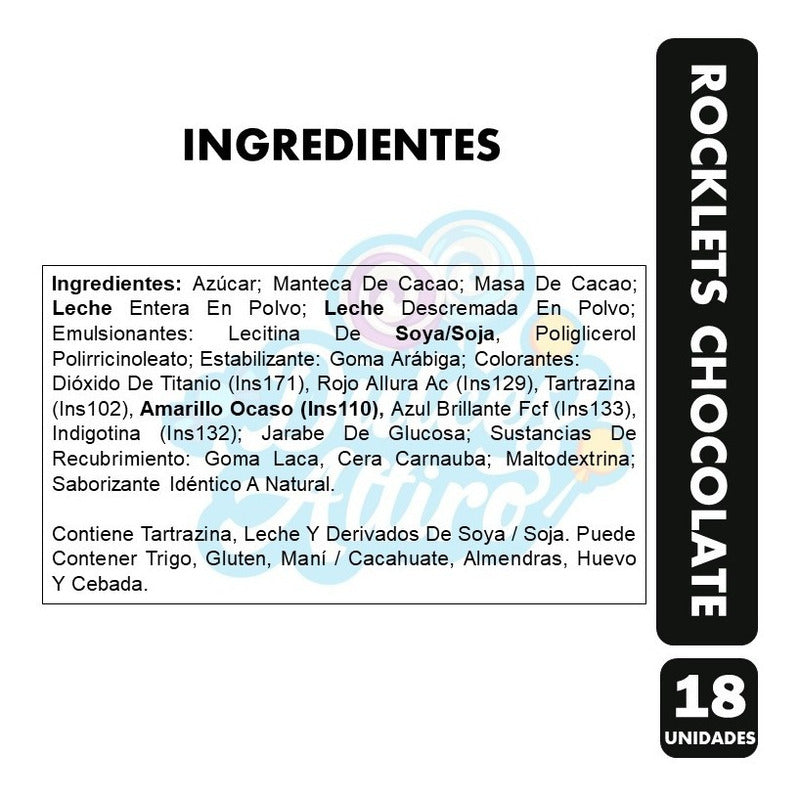Rocklets Sabor Chocolate Arcor (caja Con 18 Unidades)