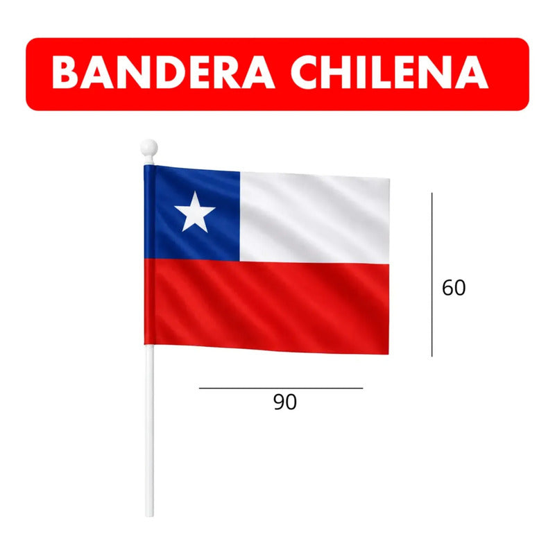 Bandera De Chile De Tela Plástica (mide 60x90 Cm) Bandera Chilena