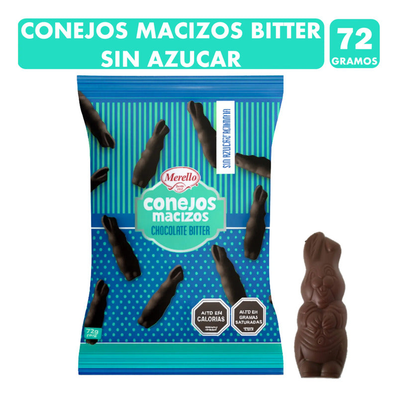 Conejitos Macizos Sin Azúcar Chocolate Bitter - Bolsa 72g