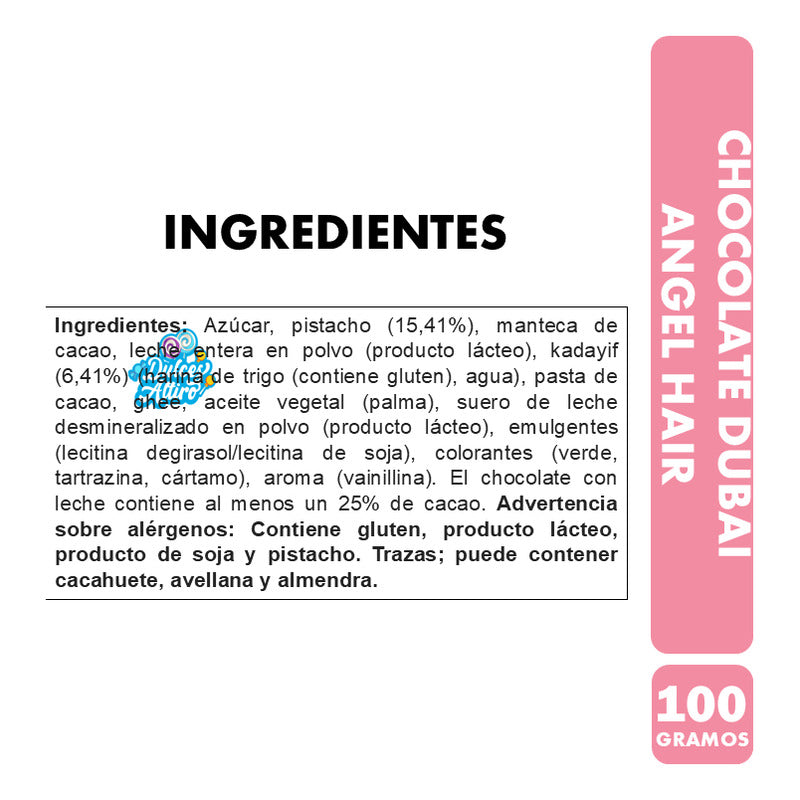 Tableta Dubai Viral Chocolate Angel Hair Pelo Angel (100 Gr)