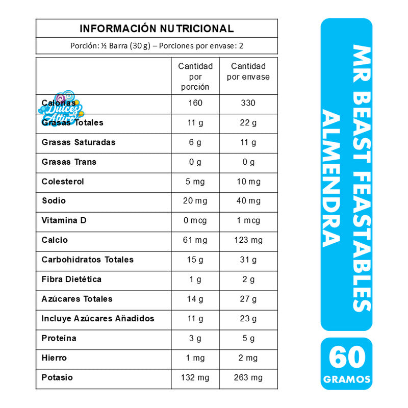 Chocolate Mr Beast - Feastables Almond (contiene 60 Gramos)