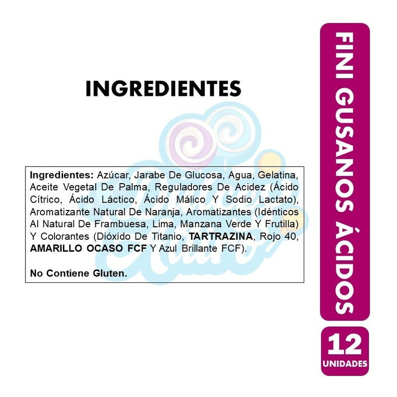 Gusanos Ácidos Fini - Gomitas Acidas (caja Con 12 Unidades)