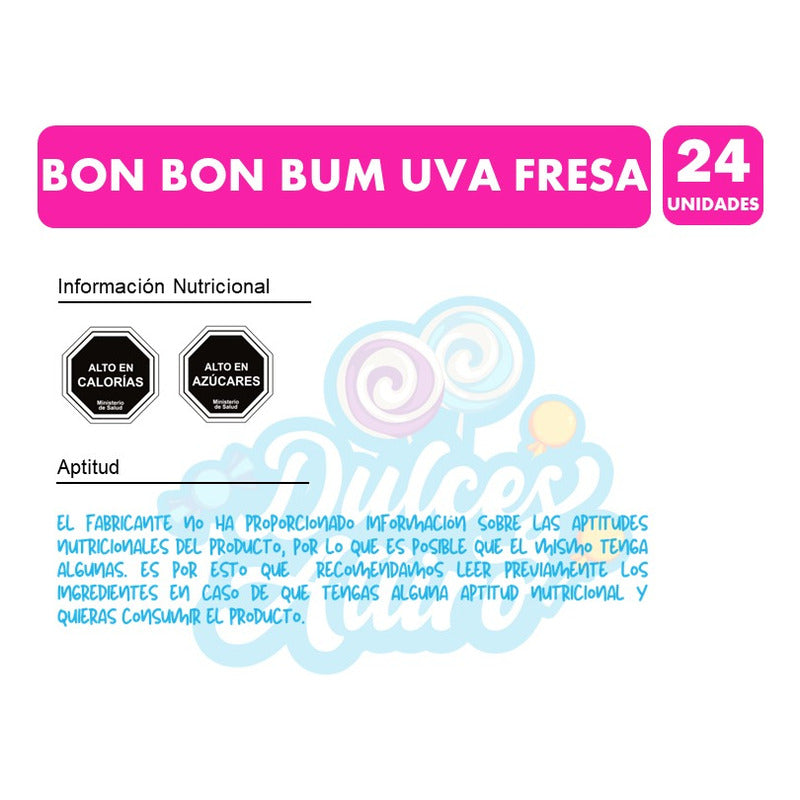 Coyac Bon Bon Bum Morado Sabor Uva Fresa (bolsa Con 24 Un)