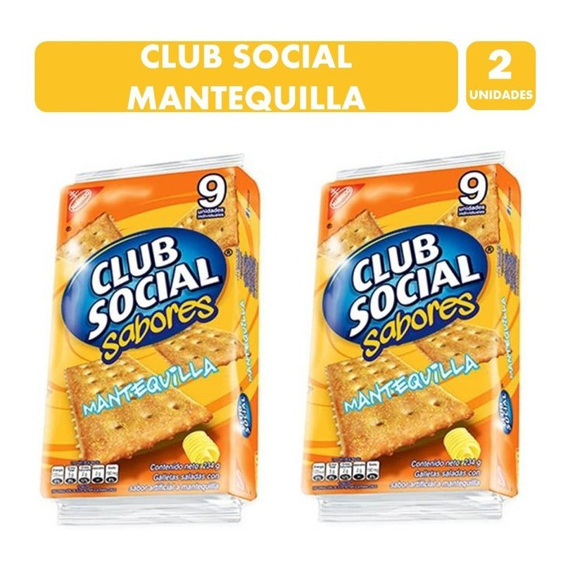 Galletas Club Social, Sabor Mantequilla - 2 Pqts. De 9un C/u