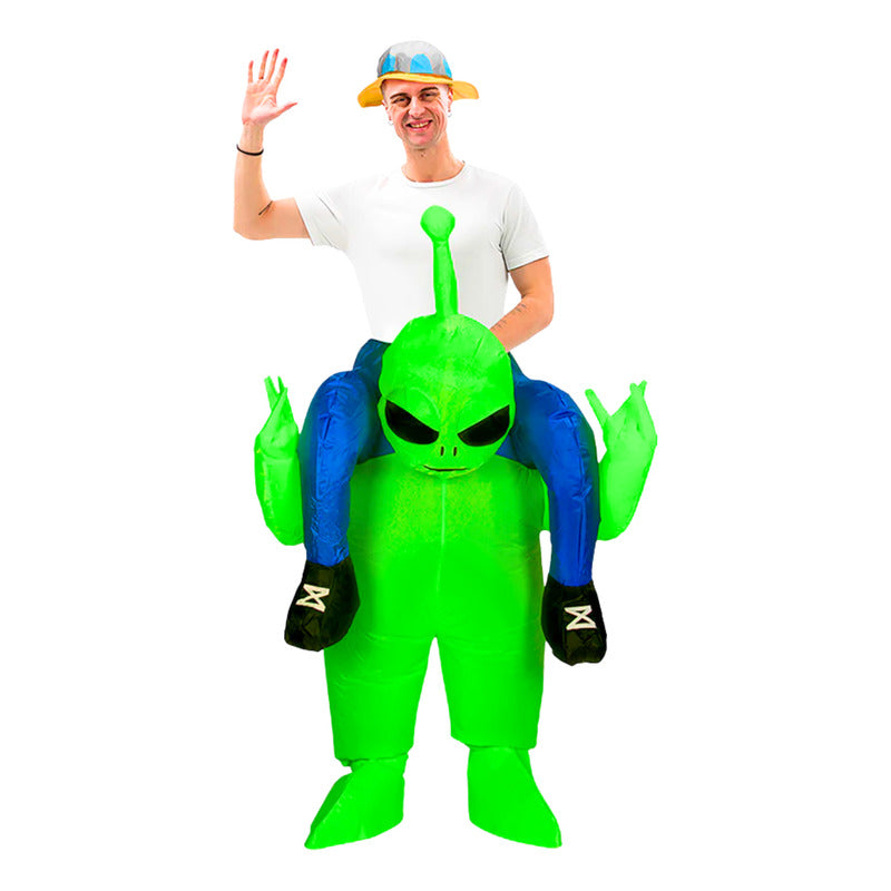 Disfraz Inflable Marciano Divertido Para Adulto 160-190 Cm Verde Lima