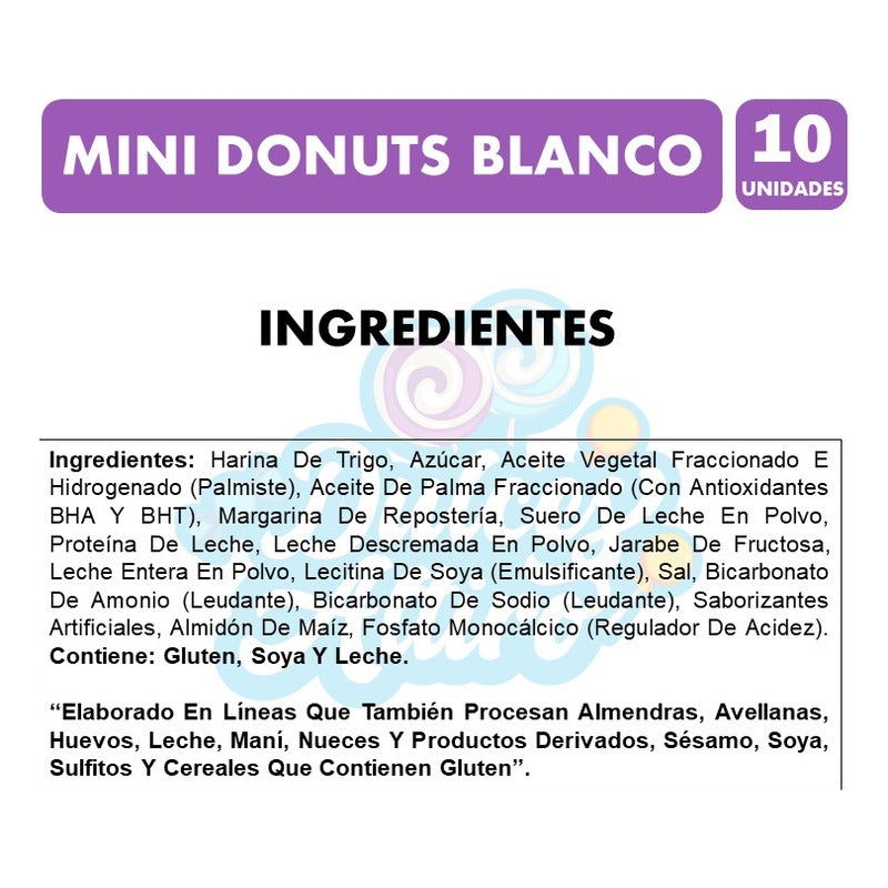 Mini Donuts Chocolate Blanco Para Colación (pack Con 10 Uni)