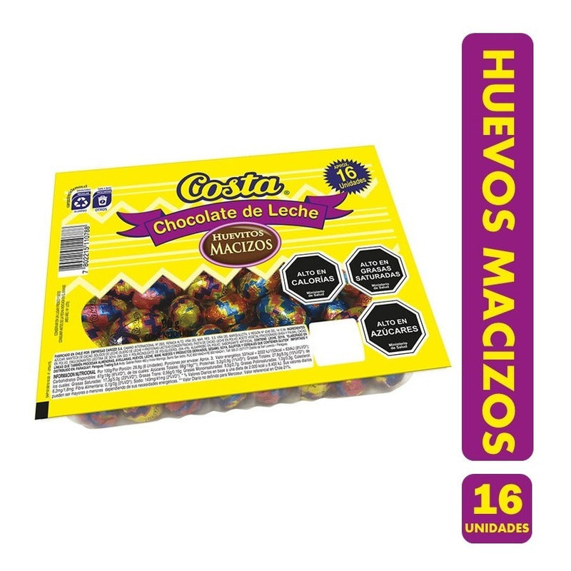 Huevitos De Chocolate De Leche Costa (bandeja Con 16un)