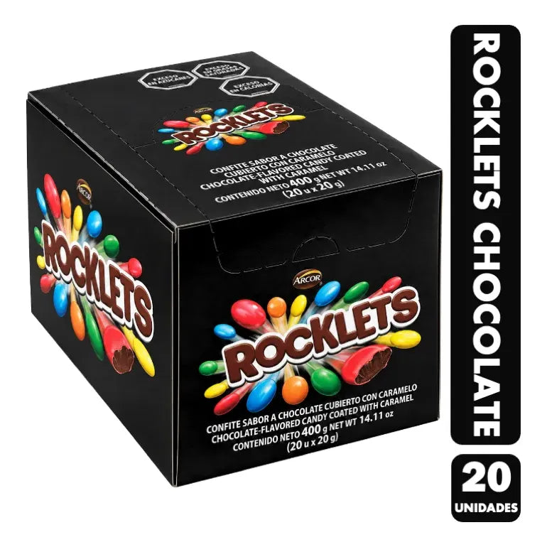 Rocklets Sabor Chocolate Cubierto Con Caramelo De Arcor