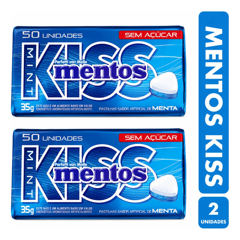 Kiss Mentos Sabor Menta - Caramelos Sin Azúcar Pack 2 Unidad