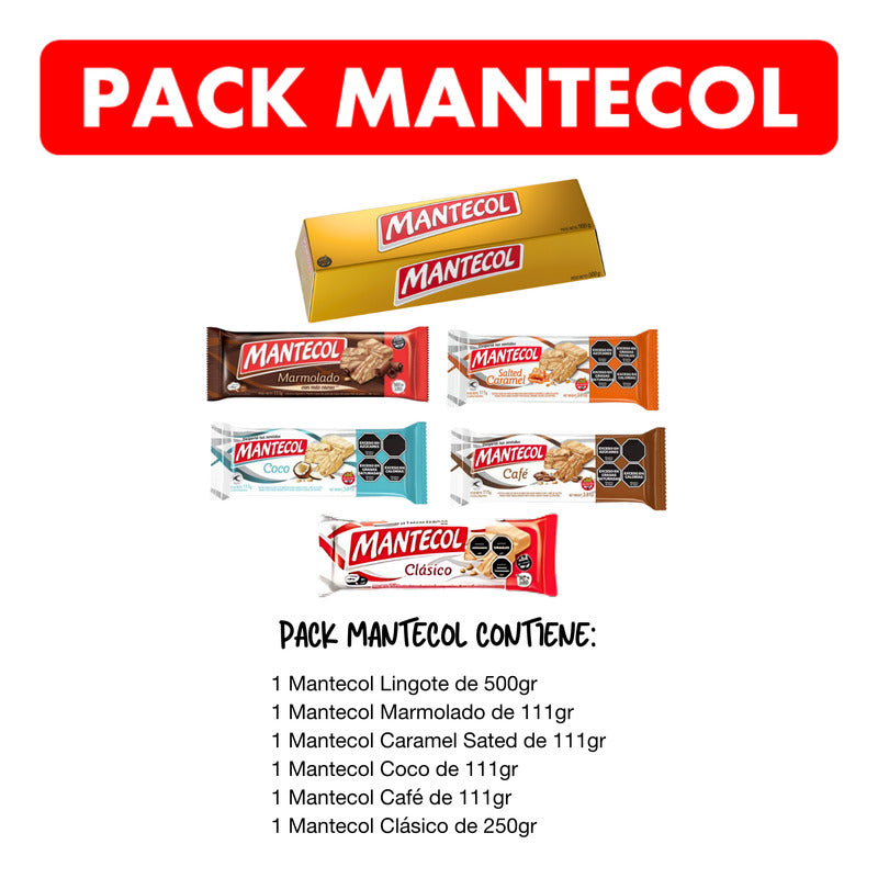 Mantecol Pack - Lingote Marmolado Coco Caramel Cafe Clásico
