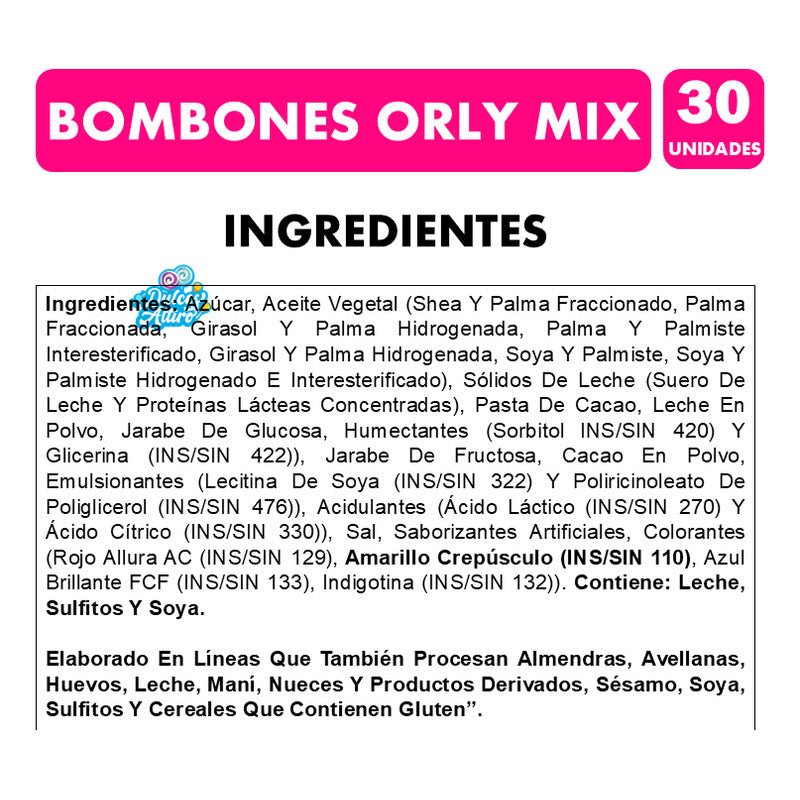 Bombones De Chocolate Orly Mix - Sabores Surtidos (caja 30u)