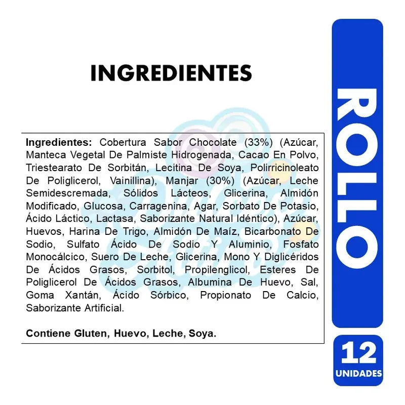 Rollo- Relleno Con Manjar Bañado En Chocolate(caja Con 12u)