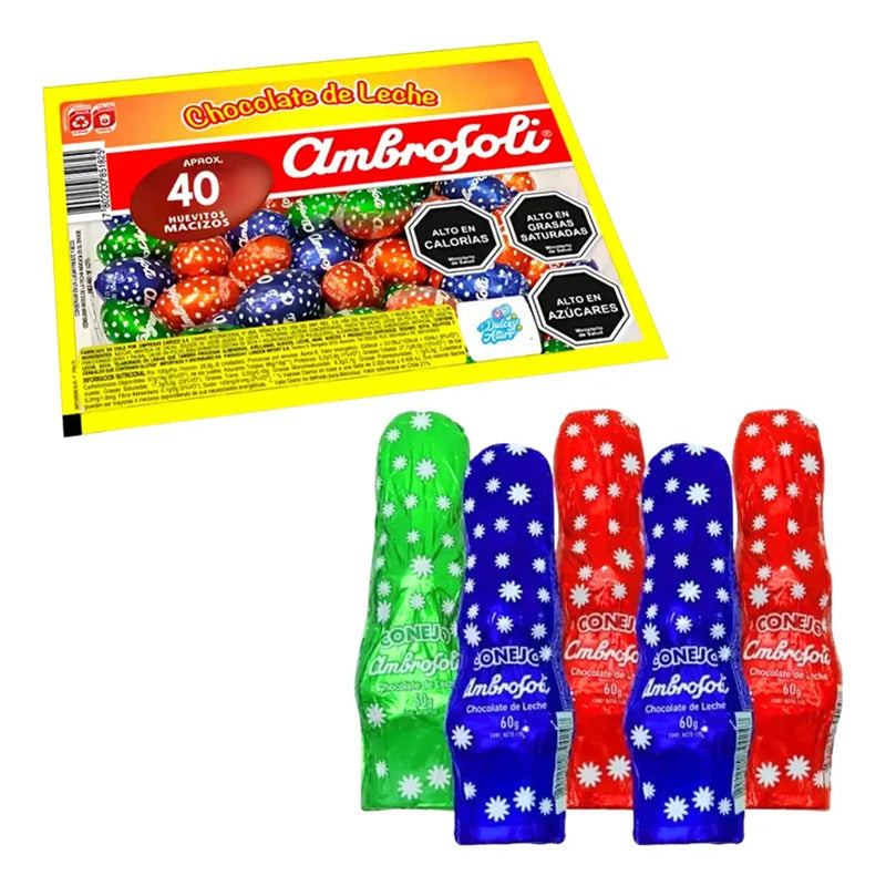 Pack Bandeja Huevitos De Pascua Ambrosoli + 5 Conejitos