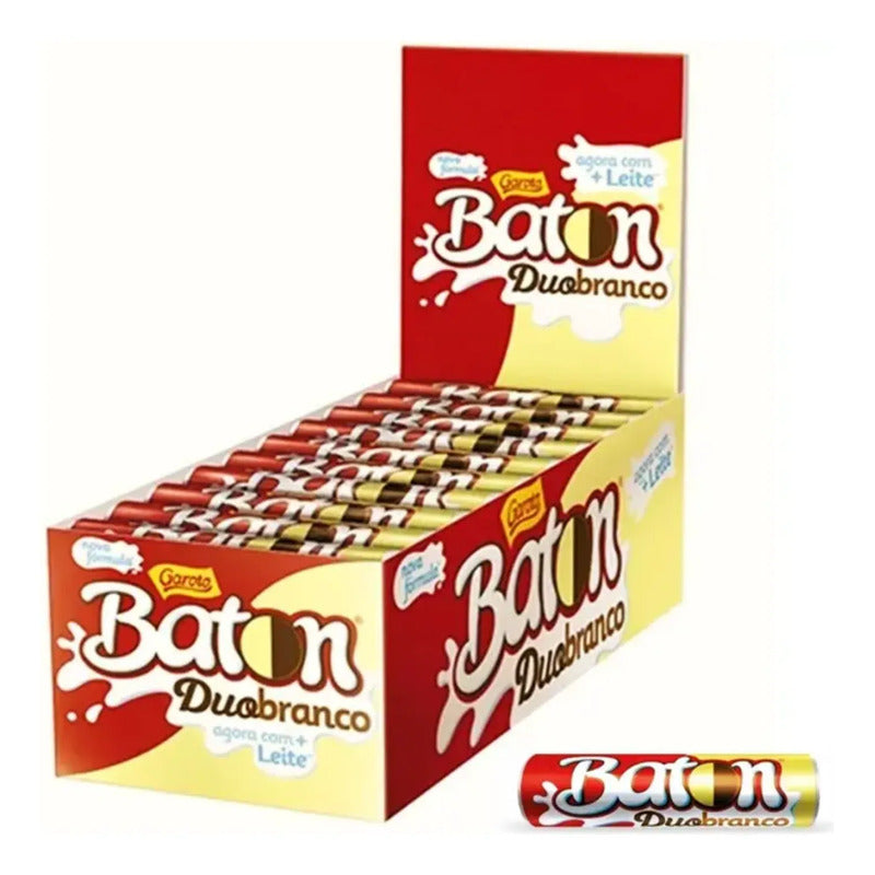 Baton Duo Chocolate De Leche Y Chocolate Blanco Garoto (30u)