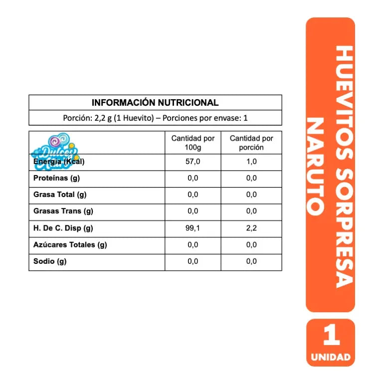 Huevitos Coleccionables Naruto Brickell Candy Sin Azúcar 1un