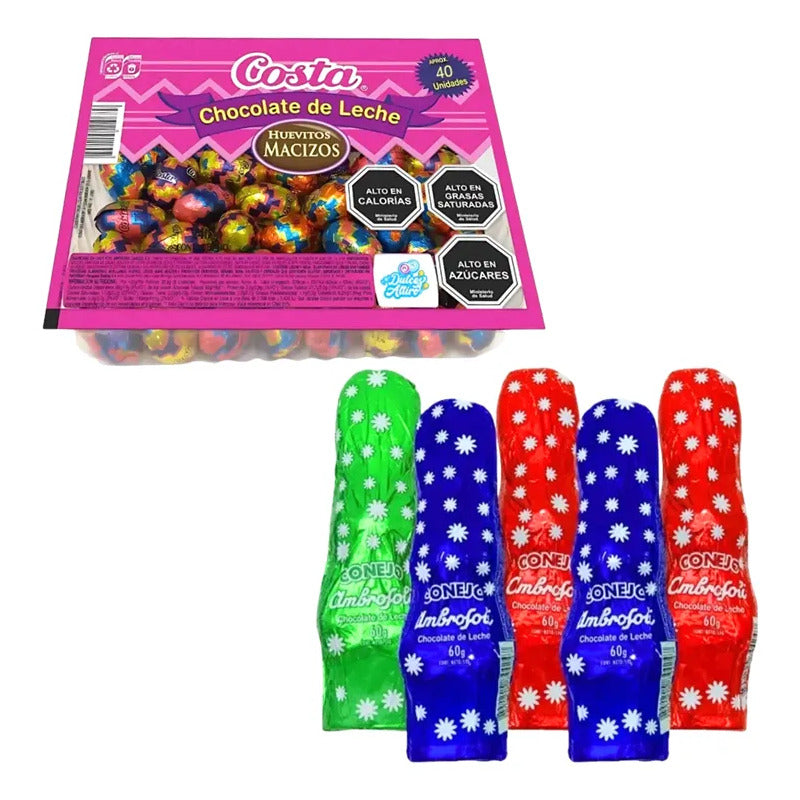 Pack Bandeja Huevitos De Pascua Costa+ 5 Conejitos Ambrosoli