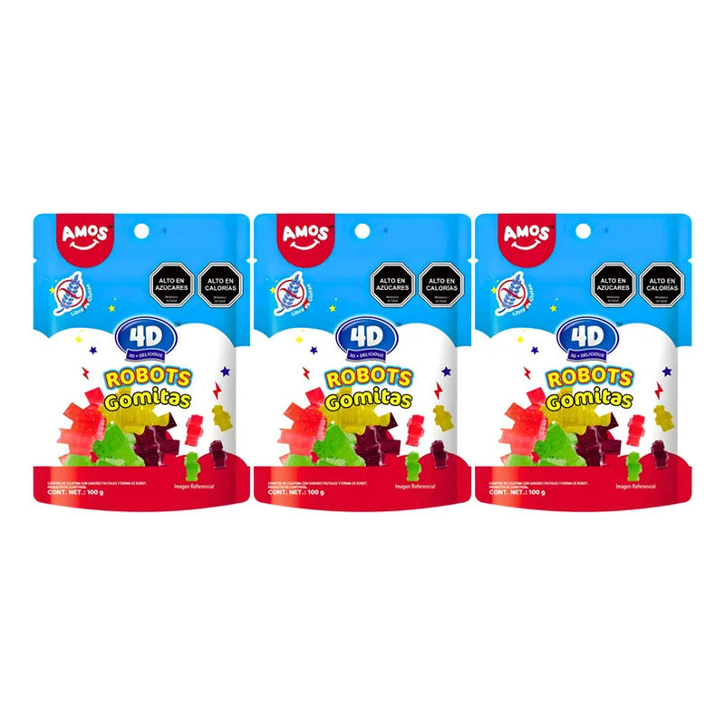 Gomitas 4d En Forma De Robots Sabor A Frutas (pack 3 Uni)