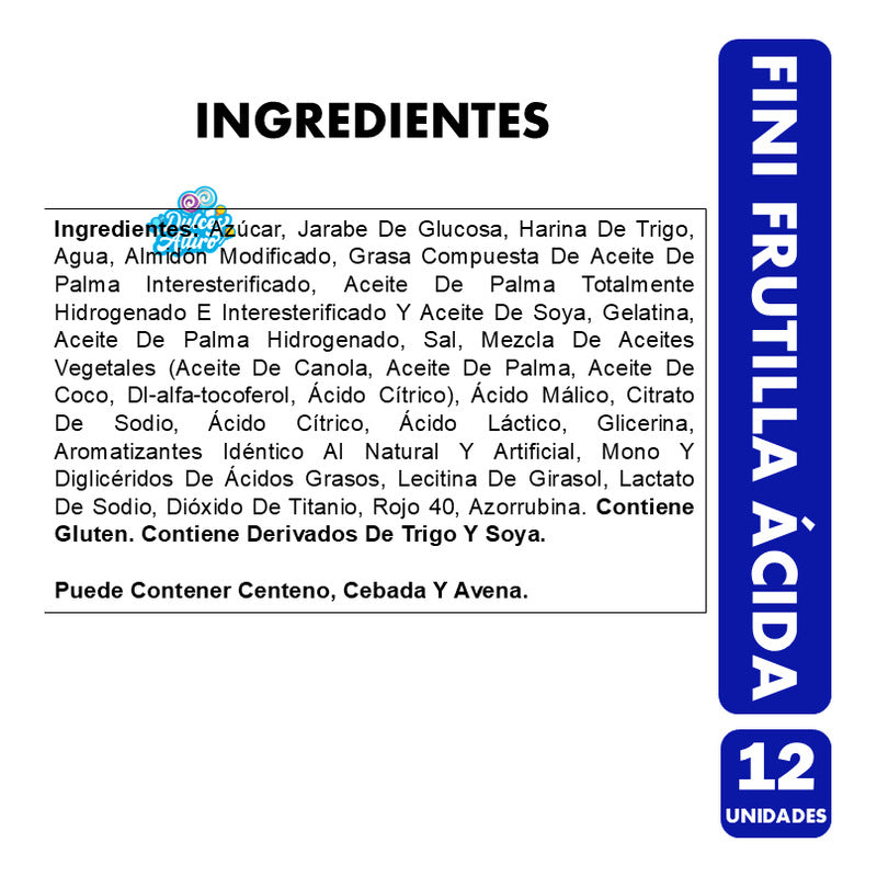 Gomitas Fini Frutilla Ácida - Tubos Rojos (caja 12 Unidades)