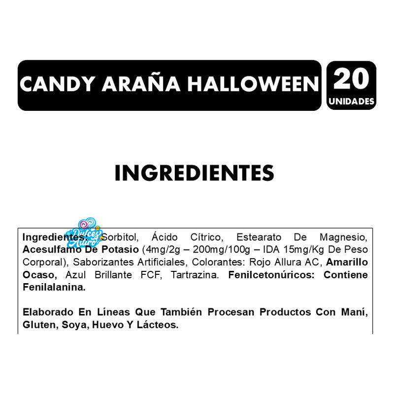 Dulces Halloween - Candy Araña Sin Azúcar (contiene 20 Uni)