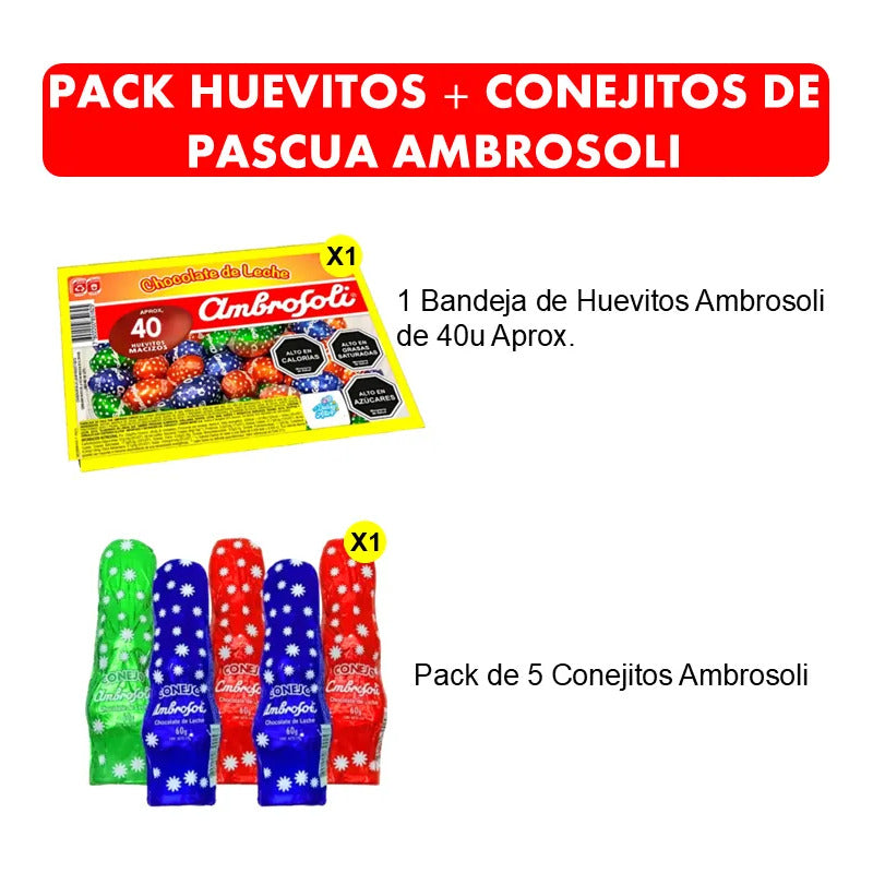 Pack Bandeja Huevitos De Pascua Ambrosoli + 5 Conejitos