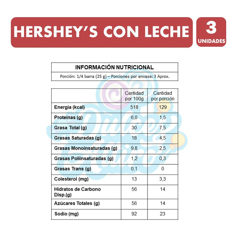 Hershey´s Barra De Chocolate Con Leche (pack Con 3 Unidades)
